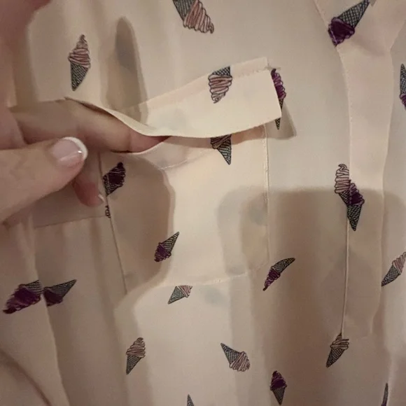 Torrid Pale Pink Blouse with Purple Ice Cream Cone Pattern - Picture 6 of 13